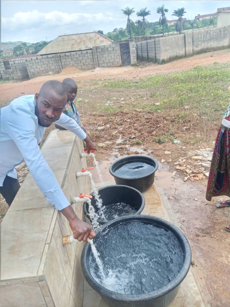 New outdoor tap stations installed as part of the Shere Community Water Project providing clean water access
